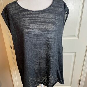 Eileen Fisher Black Sheer tunic Women's Top XL